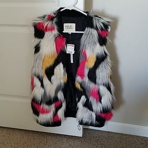 Fun faux fur multicolored vest